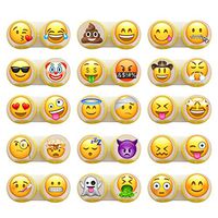 15 Pack Cute Colourful Contact Lens Case Favorite Box Holder Container Travel Portable Soak Storage Kit Spare Fun Cartoon Flower Crown Animal Fruit Love Vegetable Dolphin Rabbit Candy (Smiling face)