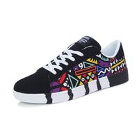 Fashion Graffiti Sneakers Men Casual Lace-Up Colorful Canvas Tennis Gym Sport Shoes REYO