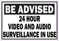StickerTalk 24 Hour Video and Audio Surveillance Vinyl Sticker, 5 inches by 3.5 inches