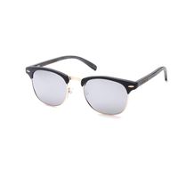 anmao Clubmaster Bamboo Wood Sunglasses with Polarized Lens-Black with Silver Mirror VSH360