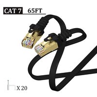 Cat7 Ethernet Cable 65FT Black,CAIVOV High Speed 10 Gigabit Shielded (STP) Computer Internet Flat Cable LAN Network Cable with Snagless Rj45 Connectors CAT-7 65 feet Black (19.8 Meters)