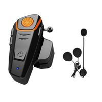 HuanGou Motorcycle Bluetooth Headset, BT-S2 Waterproof Motorbike Intercom up to 3 Riders 1000M Wireless Communication Interphone Systems Supports FM Radio GPS Music Hands-Free Walkie-Talkie(Single)