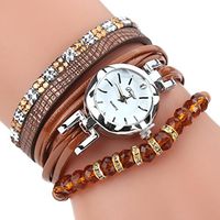 BEUU Vintage Casual Women Leather Watch Feather Pearl Wish Tree 2 x Wrap Around Girl Watch Cuff Bangle with Magnetic Clasp