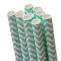 10 ct. Aqua Chevron Paper Straw | Quantity: 10 | Length - 7 3/4" | Diameter - 1/4"