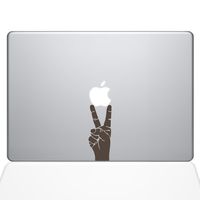The Decal Guru Peace Sign Hand MacBook Decal Vinyl Sticker - 13" MacBook Pro (2015 & Older) - Brown (1147-MAC-13P-BRO)