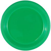 JAM PAPER Round Plastic Party Plates - Medium - 9 inch - Green - 200/Box