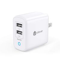 iClever BoostCube II USB Charger 24W Dual Wall Charger with SmartID Technology, Foldable Plug, for iPhone Xs/XS Max/XR/X/8/7/6/Plus, iPad Pro Air/Mini, Samsung S4/S5, HTC and More