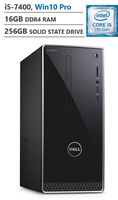 Dell Inspiron Business Desktop, Intel Core i5-7400 3.00GHz Processor (6MB Cache, Up to 3.50GHz), Intel HD Graphics 630, 16GB Memory, 256GB Solid State Drive, Windows 10 Pro, Black