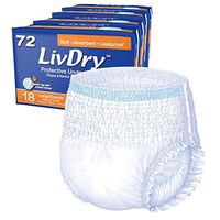 LivDry Adult Incontinence Underwear, Extra Comfort Absorbency, Leak Protection, Large, 72-Pack