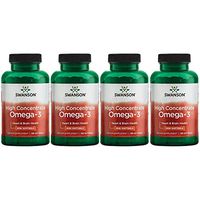 Swanson High Concentrate Omega-3 Fish Oil Essential Fatty Acids Omega 3 Heart Brain Memory Cognitive Function Health Supplement EFAs 720 mg EPA + DHA 680 mg (per 2 Mini Sgel) 120 Softgels (4 Pack)