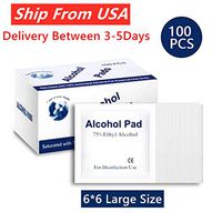 Toyouu 100Pcs Alcohol Wet Wipes,(6 * 6 cm) Large Size Alcohol Prep Pads,Disposable Disinfection Prep Swap Pads, Antiseptic Skin Cleaning Care,Jewelry, Mobile Phone,Computer Clean Wipes