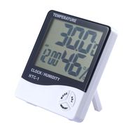 YASSUN Digital Hygrometer Indoor Thermometer, Domestic Temperature Humidity Monitor Meter, Mini Hygrometer with Time & Alarm Clock