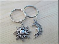 ON SALE Set Of 2 Sun And Moon Keychains, Keychain, Best Friends, Key Chain Set,My Sun, My Moon, Wedding Favors