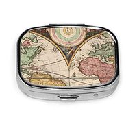 ZJZDCZA Vintage Old World Map Fashion Square Pill Box Vitamin Medicine Tablet Holder Wallet Organizer Case