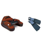 Classic Accessories Bighorn Inflatable Fishing Float Tube with Float Tube Turbo Thruster Fins