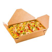 Bio Box 49 oz Rectangle Kraft Paper #2 Take Out Container - 8 1/2" x 6 1/4" x 2" - 50 count box - Restaurantware