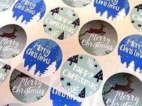 Pack of 30 Merry, Happy Christmas Round Stickers, Colourful Envelope Seals Labels for Cards, Festive Craft and Decoration