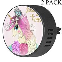 Cute Little Unicorn Girl With Wreath And Butterfly 2 PCS Car Essential Oil Diffuser Vent Clip Car Aromatherapy Diffuser, White Musk