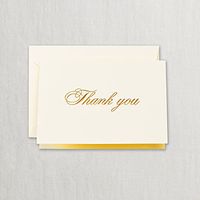 Crane & Co. Gold Script Thank You Note- Pack of 20 Cards