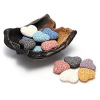 Jovivi Aromatherapy Diffuser Decoration Set - 14pcs Heart Lava Rock Stone Beads & Vintage Irregualr Ceramic Essential Oil Holder Bowl