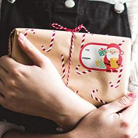 KIDPAR 144 PCS Christmas Gift Tags Self-Adhesive Stickers for Festival Presents, Wrapping Paper and Gift Bags Holiday Decorative Labels Decals