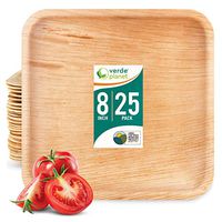 Verde Planet - 8 inch Square Palm Leaf Plates - Biodegradable, Ecofriendly, Disposable, Sturdy, Elegant, Premium Quality Plates, USDA Certified - 25 Count