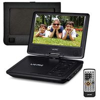 UEME Portable DVD Player with 9 inches Swivel Screen, Car Headrest Mount Holder, Remote Control, AC Adapter, Car Charger, Built-in Rechargeable Battery Mobile DVD Player (Black)