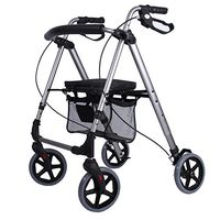 Lqdpdd Lightweight Folding Four Wheel Rollator Walker with Padded Seat, 3 in Rollator Walker, 4 Wheel Foldable Compact Rolling Walker with Seat, Bag and 8 Inch Wheels (Black)