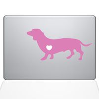 The Decal Guru I Love My Dachshund Decal Vinyl Sticker, 13" MacBook Pro (2015 & Older Models), Pink (1479-MAC-13P-BG)