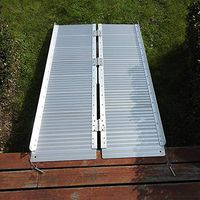 Binlin Threshold Ramps,2'-10' Portable Folding Aluminum Wheelchair Threshold Ramp with Ribbed Surface and Carrying Handle