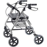 Ultra Lightweight Titanium Rollator with Curved Backrest and Storage Basket(Handrail Height Adjustable)