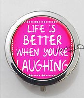 BlackKey Life is Better When You're Laughing 3-Compartment Decorative Pocket Gift Box Case Organizer for Pill, Color 1 -696