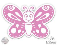 GT Graphics Pink Butterfly Cute Kids - 3" Vinyl Sticker - for Car Laptop I-Pad Phone Helmet Hard Hat - Waterproof Decal
