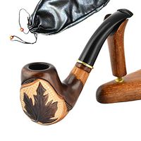 "Maple leaf" Pear Wood Hand Carved Tobacco Smoking Pipe + Pouch
