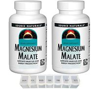 Source Naturals Magnesium Malate 3750 Milligrams for Muscle Support and Energy Production Dietary Supplement - 180 Tablets (Pack of 2) with Daily Pill Organizer