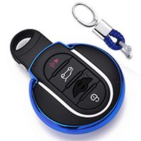 First2savvv Blue Premium Soft TPU Car Key Case Shell Cover with Key Chain for BMW Mini Cooper F54 F55 F56 F57 F60 3/4-Buttons Smart Key