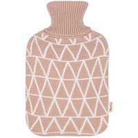 HomeTop Large 2 Liter Soft Classic Diamond Check Hot Water Bottle Knit Cover - ONLY Cover (2 L) (Classic Beige)