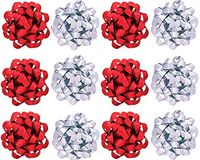 PMU Decorative Confetti Gift Bows, Assorted Red and Metallic Silver (12/Pkg) Pkg/1