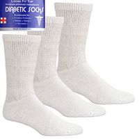6 12 Pairs Men's Circulatory Diabetic Crew Socks Size 9-11 10-13 13-15 (White(3-Pairs), 13-15)