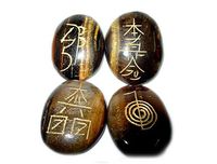 Jet Tiger Eye Oval Usui Reiki Healing Set Chakra Balancing Meditation Gemstone Free Booklet Crystal Therapy Image is JUST A Reference.