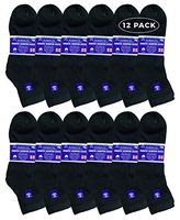 Yacht & Smith King Size Loose Fit Non-Binding Soft Cotton Diabetic Crew & Ankle Socks, Bulk Value Pack (12 Pack Black Ankle, King (13-16))