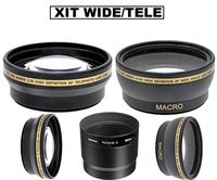 58mm 0.43x Wide Angle and 2.2x Telephoto Lens + Tube Adapter for Canon PowerShot S5 IS, S3 IS S2 IS