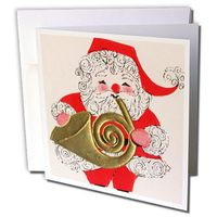 3dRose Santa Playing the French Horn - Greeting Cards, 6 x 6 inches, set of 12 (gc_29059_2)