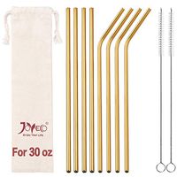 JOYECO 8 Pcs Reusable Metal straws Stainless Steel Drinking with Case, 10.5 inches Extra Long for 20oz 30oz Tumblers, Gold