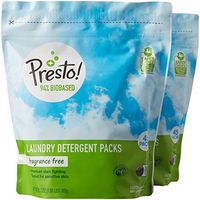 Amazon Brand - Presto! 94% Biobased Laundry Detergent Packs, Hypoallergenic and Fragrance Free, 90 Loads (2-pack, 45 each)