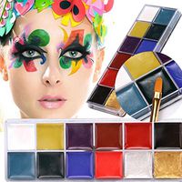 Nesee Face Painting Kits,12 Flash Colors Face Body Paint Kits Oil Painting Makeup Palette Art Holiday Make Up Paintings for Kids and Adults