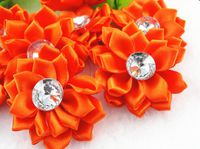20pcs Satin The Ribbon Flowers with The Appliques Craft DIY Wedding Mix Upick (Watermelon Red)