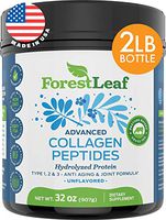 Advanced Hydrolyzed Collagen Peptides – Type 1, 2 and 3 Unflavored Protein Powder - Pasture Raised, Grass Fed - Anti-Aging, Joint, Skin, Hair and Bones Formula - 2 LBS, 80 Servings - ForestLeaf