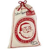 Hallmark Christmas Canvas Drawstring Sack - Extra Special Delivery From Santa ( 28" Fabric Bag for Gifts, Home Décor and More)