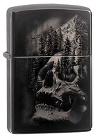 Zippo Skull Mountain Design Black IcePocket Lighter, Black Ice Skull Mountain, One Size